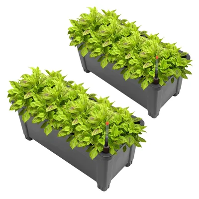 Produktbild von rechteckige Blumenkästen schwarz Hochbeet für den Außenbereich,  Pflanzkästen