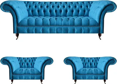 Productafbeelding van Woonkamer Chesterfield zitmeubels: elegante driezitter en 2 fauteuils