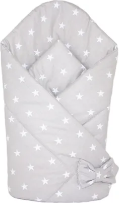 Produktbild von Babyhörnchen, Babynest, Schlafsack Steckkissen Pucktuch Einschlagdecke - D27 - Sternen auf Grau
