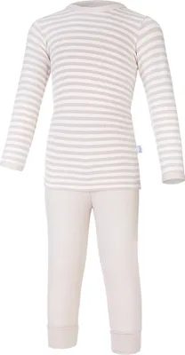 Produktbild von Kinder Pyjama lange Ärmel Outlast® - Streifen Weiß Kaffee/Latte, 104