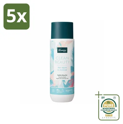 Imagen del producto de 5 unidades de gel de ducha Kneipp Clean Beauty, con algas y sal marina, de 200 ml cada uno. Paquete de suministro