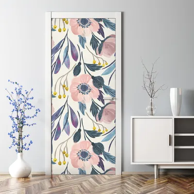 Produktbild von Dekorative Türtapete selbstklebend Klebefolie Türposter Türaufkleber Pastell Feldblumen 77 x 200 cm
