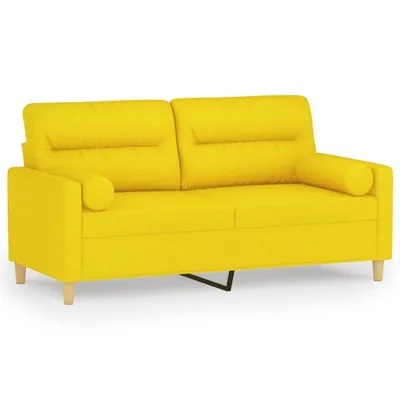 Obrázek produktu pro 2místná pohovka s polštáři světle žlutá 140 cm textil