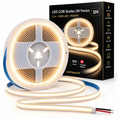 Obrázek produktu pro MasterLED LED COB pásky 5 m, 24 V DC, 320 LED, 10 W, 4000 K neutrální bílá, IP65, stmívatelné