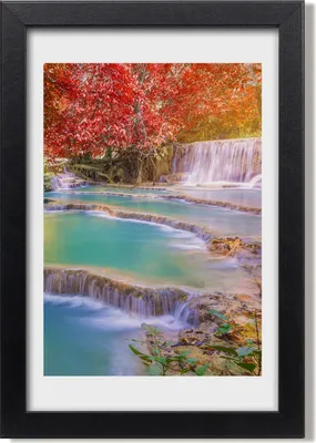 Produktbild von Bild 20x30 MDF-Rahmen, Wandkunst Wasserfall im Herbst