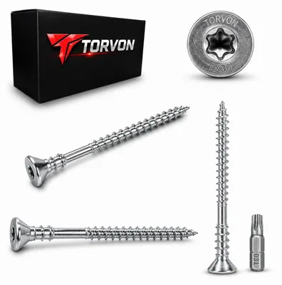 Produktbild von TORVON Premium Distanzschrauben Justierschrauben Senkkopf TX30 6 x 90 mm 100 St. inkl. BIT, KI-generiertes Bild
