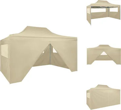 Obrázok produktu pre vidaXL Pop-up skladací stan so 4 bočnicami 3 x 4,5 m krémovo biely - Pavilóny a párty stany