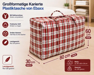 Produktbild von PLASTIKTASCHE Jumbo Unterbettkommode Wäschetasche Aufbewahrungs Tasche kariert XL