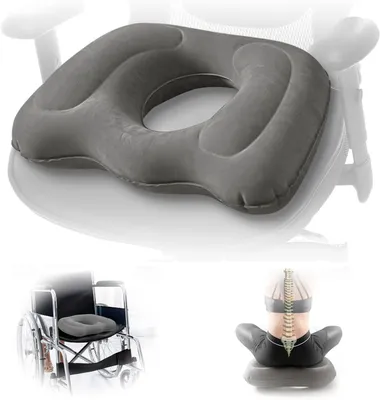 Imagen del producto de Cojín inflable con forma de rosquilla, ortopédico, ajustable, para oficina, coche o silla de ruedas
