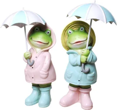 Produktbild von 2er Set Wetter-Frosch mit Regenschirm, sortiert