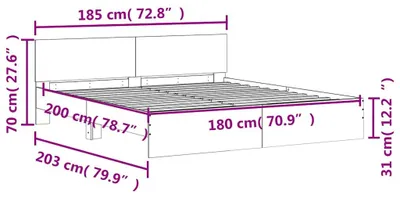 Produktbild von vidaXL Bettgestell mit Kopfteil Weiß 180x200 cm