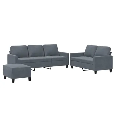 Image de vidaXL Ensemble de canapés 3 pièces avec coussins gris foncé velours