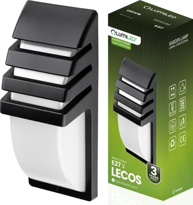 Obrázok produktu pre LUMILED Vonkajšie nástenné svietidlo Moderné nástenné svietidlo 230V E27 Vonkajšie svietidlo Nástenné svietidlo PC + hliník Čierna IP54 Vodotesné vonkajšie vonkajšie záhradné svietidlo