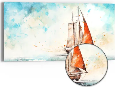 Produktbild von DEQORI Hybrid Leinwand Bild 60x30 cm 'Meeresträumerei' Wandbild Glas flach modern