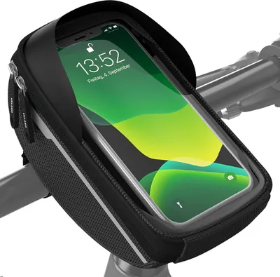 Immagine prodotto di Borsa da manubrio per bicicletta Supporto per telefono cellulare impermeabile nero 0,65L