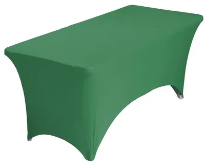 Productafbeelding van Elasthan tafelkleed, rechthoekig, 183 x 76 x 76 cm, groen, wasbaar, kreukvrij, elastisch, geschikt voor feesten, banketten en verkoopstanden