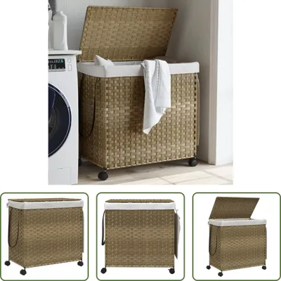 Produktbild von The Living Store Wäschekorb mit Rollen 60x35x60,5 cm Rattan