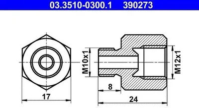 Obrázok produktu pre ATE adaptér brzdového potrubia 03.3510-0300.1 8,0 mm