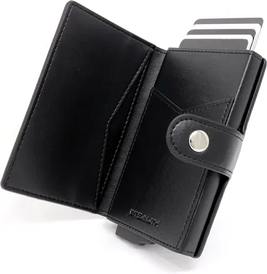 Produktbild von Wallet RFID Kartenportmonai Herren - Minimalistische Pop-Up-Portemonnaies mit Geschenkbox - Leichte Metall-Kreditkartenhalter für Männer (Schwarzes )