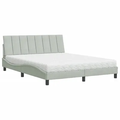 Imagen del producto de Cama con colchón Hanko terciopelo gris claro 160x200 cm