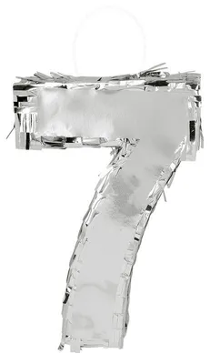 Produktbild von Boland Piñata 'Zahl 7', silber glitzernd, Party-Deko für Geburtstag, 25x16x5 cm