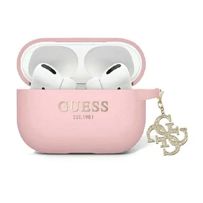 Produktbild von Guess GUAP2LECG4P Hülle für AirPods Pro 2, rosa, flüssiger Silikon-Glitzer-Dreiecksanhänger