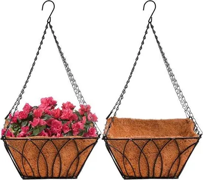 Productafbeelding van Famanu hangende plantenmanden met kokosvezelvoering - 2 stuks, 30 cm