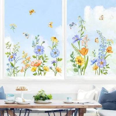 Produktbild von Kleurige Weideblumen Glasstickers für Fenster und Tür