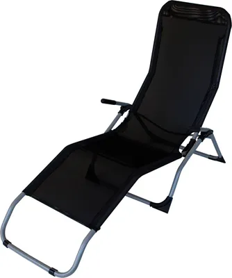 Produktbild von DEGAMO SYLT Gartenliege Kippliege, faltbar, wetterfest, Stahl silber, Textilgewebe schwarz, Maße: 185x58x94.5cm (LxBxH), Liegefläche 156x46.5cm, Sitzhöhe 25cm, Stellmaß 145cm, Kipplänge 168cm