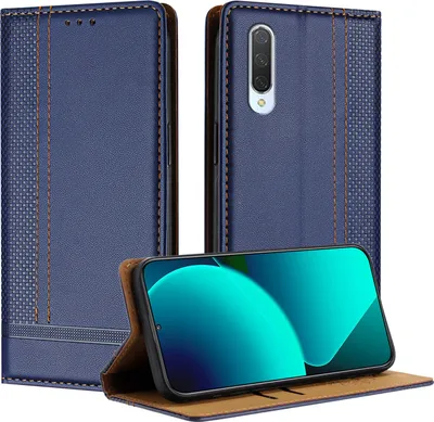 Produktbild von Handyhülle für Xiaomi Mi 9 Lite / Mi CC9 Leder Flip Klappbare Schutzhülle mit Standfunktion Blau
