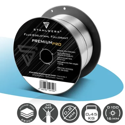 Immagine prodotto di STAHLWERK filo animato FLUX in acciaio inox E308LFC 0,8 mm 0,45 kg bobina di filo filo
