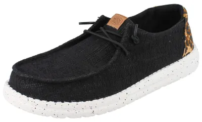 Zdjęcie produktu dla Buty damskie Wendy Wildcat Slip On, sneakers, kolor czarny/leopard, materiał: tkanina, obuwie letnie - damskie sneakersy, czarne