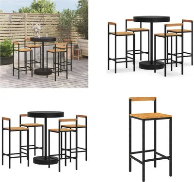 Produktbild von vidaXL 5 tlg. Gartenbar Set Schwarz Poly Rattan & Massivholz Akazie - Gartenbar Set - Gartenbar Sets - Garten Bar Set - Gartenbar