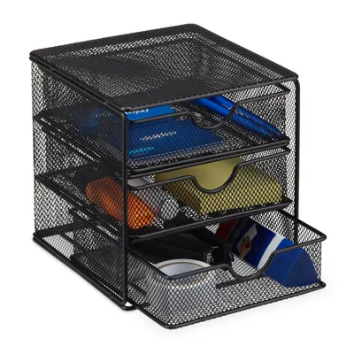 Produktbild von relaxdays Schreibtischorganizer Metall 3 Fächer