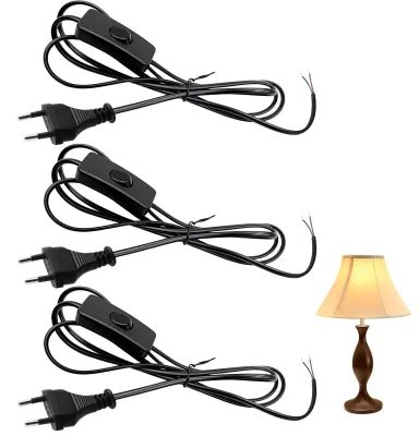 Productafbeelding van 3 stuks kabels met stekker en schakelaar, 1,8 m voor lampen en tafellampen