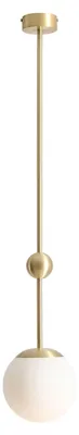 Produktbild von Deckenleuchte Metall Glas B: 16 cm in Messing Weiß E27 rund Kugelschirm Modern Deckenlampe