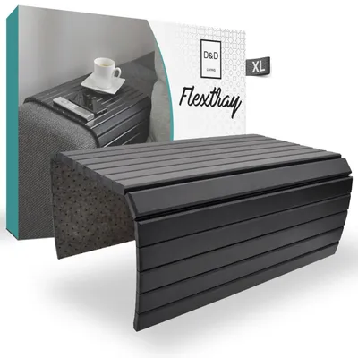 Produktbild von D&D Living Sofatablett XL - Couch Ablage flexibel für Armlehne, Bambus 50x35 cm, schwarz