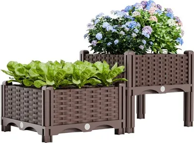 Obrázek produktu pro Kondela Plastový květináč (2 ks) Utlan - hnědá