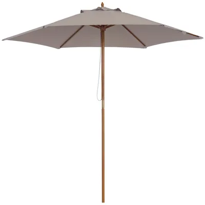 Produktbild von Sonnenschirm Ø 250 cm, Sonnenschirm mit Seilzugmechanismus Balkonschirm Strandschirm aus Bambus windfest Marktschirm Sonnenschutz für Balkon Terrasse