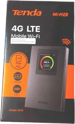 Zdjęcie produktu dla Przenośny router 4G LTE, Wi-Fi 6, 2.4 GHz, 286Mbps, Nano SIM - TENDA TND-MF6