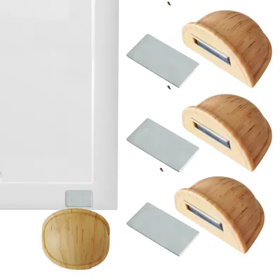 Image de Butée de porte magnétique autocollante – butée de porte sans perçage – butée de porte à forte adhérence – marron – lot de 4, 5 ou 6