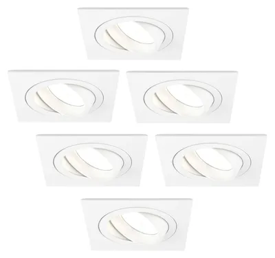 Image de Ledvion lot de 6 spot encastrable LED carre blanc 3W dimmable blanc chaud
