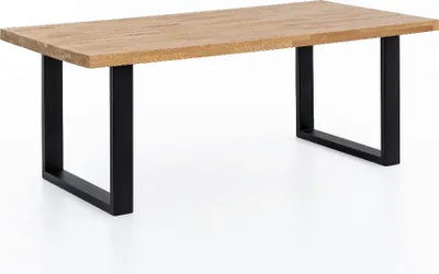 Produktbild von Esstisch 160x100x76cm Kernbuche keilgezinkt, gerade Kante, U-Gestell Chromfarben