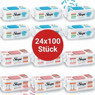 Produktbild von Sleepy Easy Clean Oberflächenreinigungstücher – 12x100 Ocean + 12x100 Pomelo | Hartnäckiger Schmutz