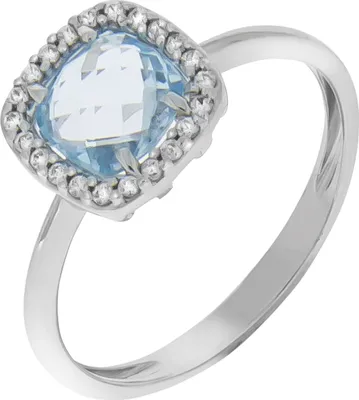Produktbild von V Ring 375/- Gold weiß 062 (19,7) Topas hellblau 197370007-2