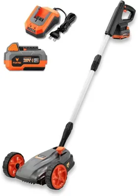 Productafbeelding van Accu-aangedreven grasmaaier voor één hand, model FX-E1RMEH20-SET, compacte grasmaaier met een maaibreedte van 220 mm, 20V accu en oplader, 300W, 3 standen voor de snijhoogte (30–50 mm), flexibele stuurinrichting met kogelgewricht