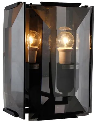Produktbild von Casa Padrino Luxus Wandleuchte Schwarz / Grau 19 x 19 x H. 27 cm - Elegante Wandlampe mit getöntem Glas - Luxus Qualität