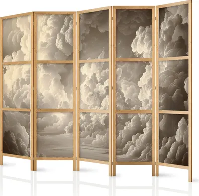 Zdjęcie produktu dla Parawan japoński Tła i desenie 225x172 cm 5-częściowy beżowy