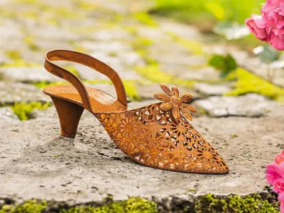Produktbild von Dekofigur "Schuh" aus Metall mit Echt Rost Finish, 28 cm lang, Dekoschuh, Rostdeko, Gartendeko für Draußen
