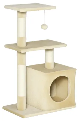 Obrázek produktu pro Pawhut PawHut sisalové škrabadlo s plyšovou hračkou pro kočky béžové, výška 80 cm D30-285